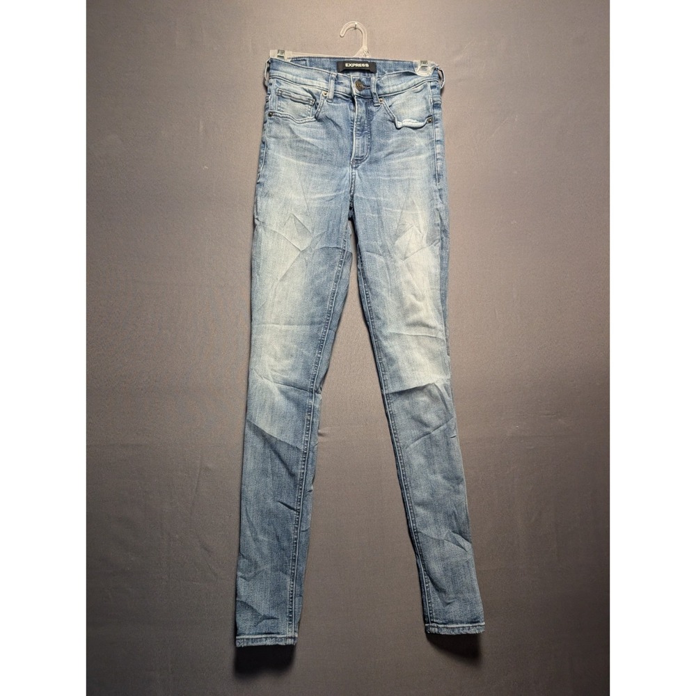 Express Leggings Jeans Womens 00R Blue Denim Stretch High Rise Skinny Light Wash